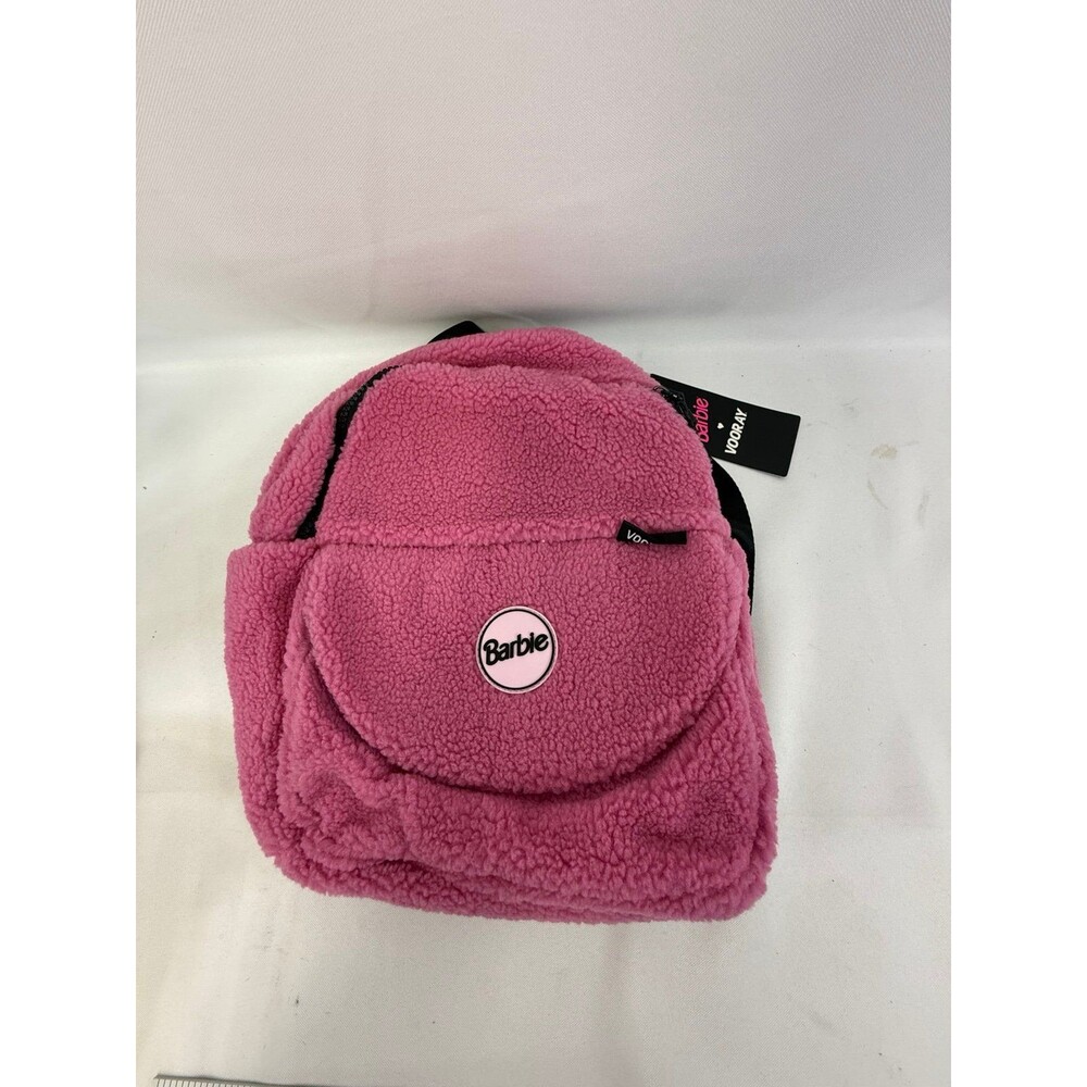 Barbie x Vooray Lexi faux sherpa backpack PINK NWT